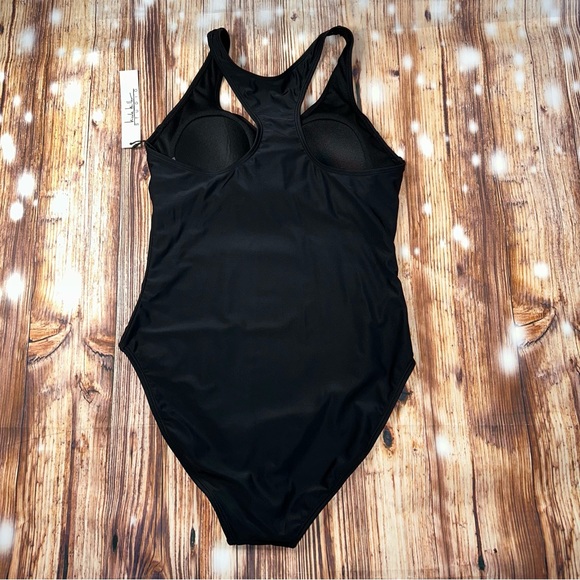 Nwt Nicole Miller Studio Swimsuit W/ Racer Back Black Size Large - Picture 3 of 13